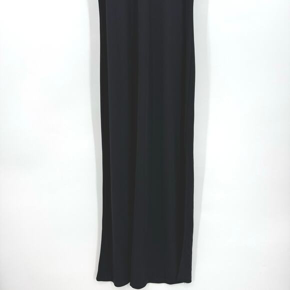 Vintage Gap Size Large Black Sleeveless Hooded Maxi Dress Stretch Side Slit - Picture 3 of 9